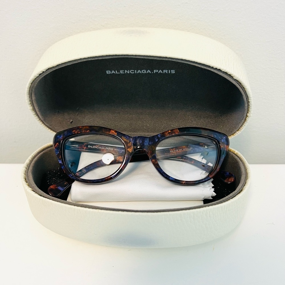 Balenciaga Women's Tortoiseshell Cat-Eye Optical Glasses - Brown/Blue